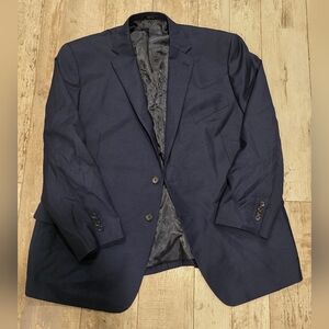 48S Men's Joseph Abboud Blazer Solid Blue 100% Wool 2 Button Sport Coat